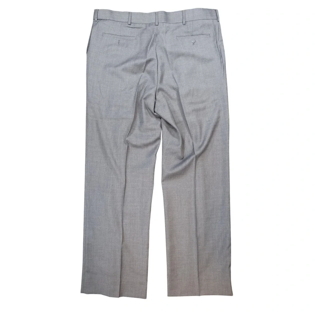 Stafford Dress Pants Mens 44x32 Gray Excellent Pleated‎ Worsted Wool Blend